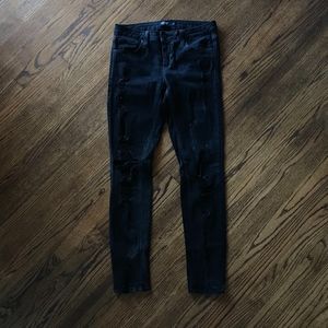 Just Black Denim Heavy Distress Hi-Waist Size 29